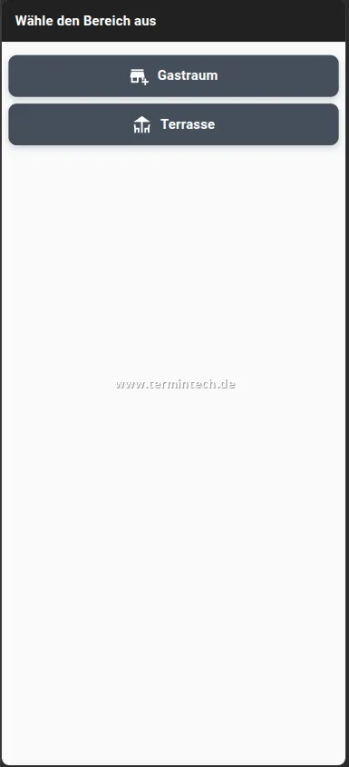 Auswahl des Sitzbereichs bei der Online-Tischreservierung